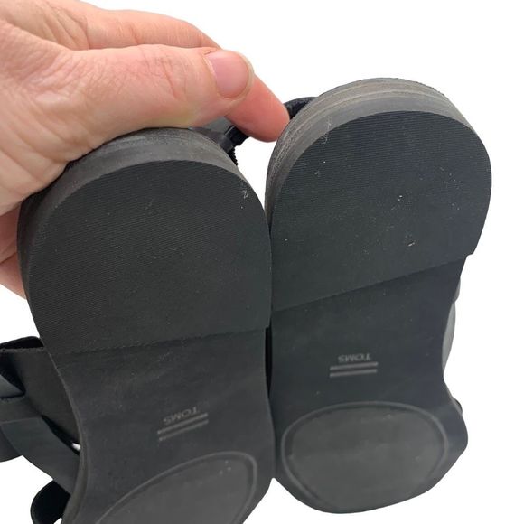 TOMS Freya Black Vegan Leather Sandals Size 7 - Picture 8 of 11